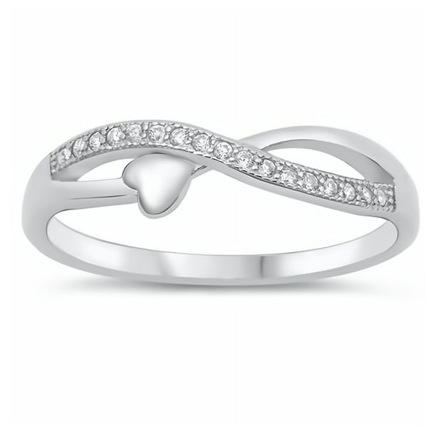 5mm Glitzs Jewels Sterling Silver Cubic Zirconia Wedding Set Ring 